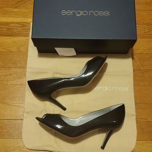Sergio Rossi black peep toe heels New in box